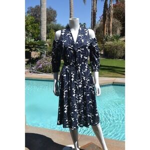 DONNA KARAN NEW YORK Cotton Blend Off Shoulder Fit & Flare Dress LT95R